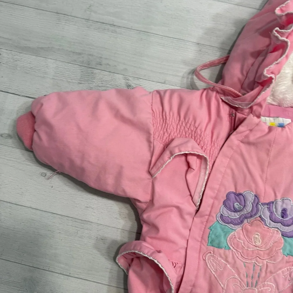 Vintage London Fog girls‎ pink floral bow bunting 12 months